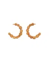 Cult Gaia Akira Green Beaded C Hoop Earrings In Gold Tone In Tan