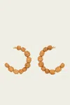 Cult Gaia Akira Green Beaded C Hoop Earrings In Gold Tone