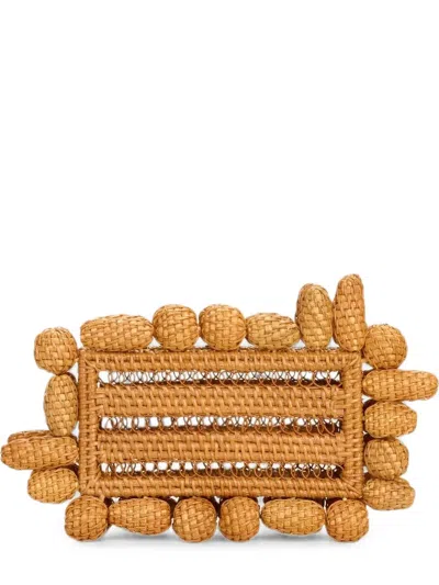 Cult Gaia Akira Woven Clutch Bag In Orange