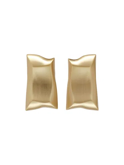 Cult Gaia Alaya Pillow Rectangular Matte Clip Earrings In Gold