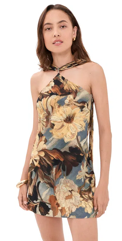 Cult Gaia Floral-print Halterneck Mini Dress In Multi