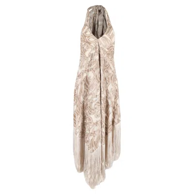 Cult Gaia Ali Fringe Maxi Dress In Brown Polyester In Neutral