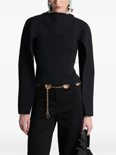 Cult Gaia Alka Cape-overlay Blouse In Black