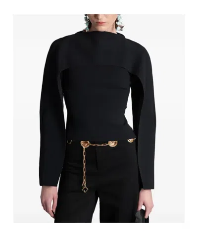 Cult Gaia Alka Cape-overlay Blouse In Black