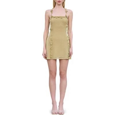Cult Gaia Alonza Metallic Floral Appliqué Sweater Minidress In Gold