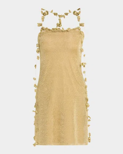 Cult Gaia Alonza Metallic Knit Mini Dress In Gold