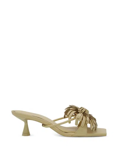 Cult Gaia Alora Floral-appliqué Heeled Sandals In Green