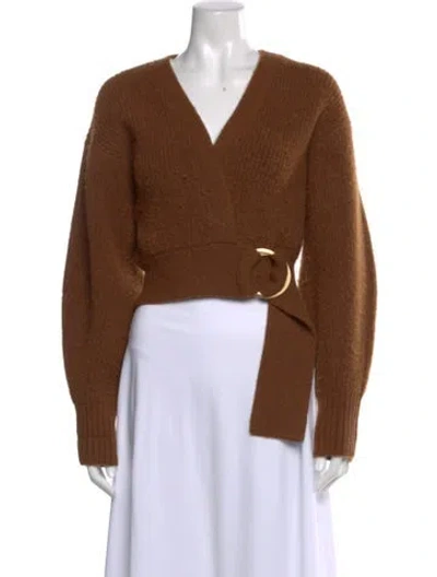 Pre-owned Cult Gaia Alpaca V-neck Sweater In Brown