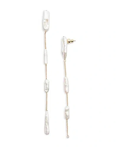 Cult Gaia Alum Biwa Keshi Freshwater Pearl Linear Drop Earrings In Metallic