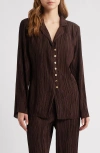 Cult Gaia Textured-finish Blouse In Brown