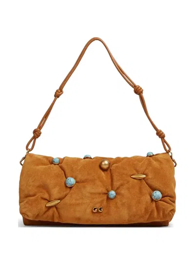 Cult Gaia Amalia Suede Clutch Bag In Brown