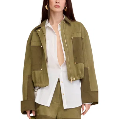 Cult Gaia Anders Colorblock Utility Jacket In Green