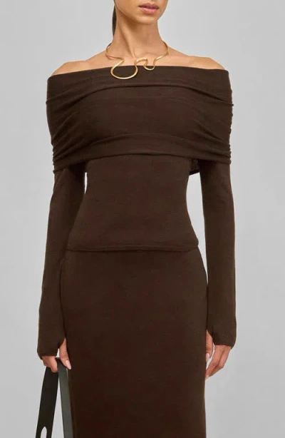 Cult Gaia Andre Off The Shoulder Sweater In Brown