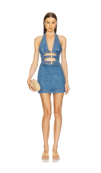 Cult Gaia Anice Dress In Med Stone Wash