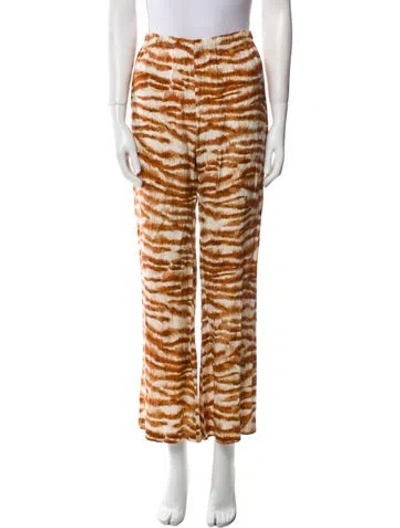 Pre-owned Cult Gaia Animal Print Wide Leg Pants In Brown