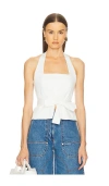 Cult Gaia Liliana Cotton Poplin Halter Top In Off White