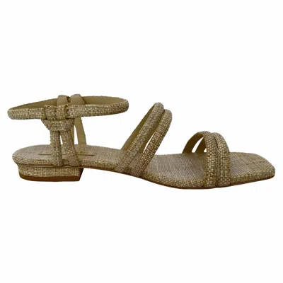 Cult Gaia Ankle Strap Flat Sandals In Beige Raffia In Green