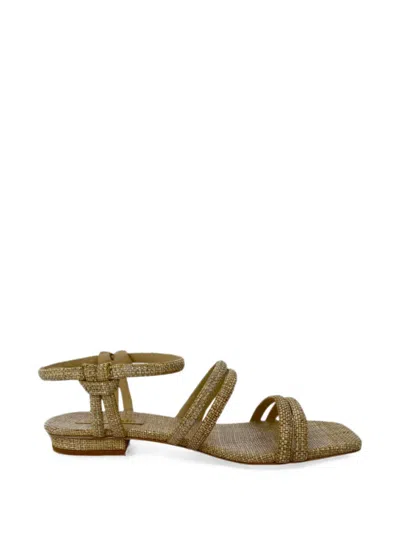 Pre-owned Cult Gaia Ankle-strap Flat Sandals In Neutrals