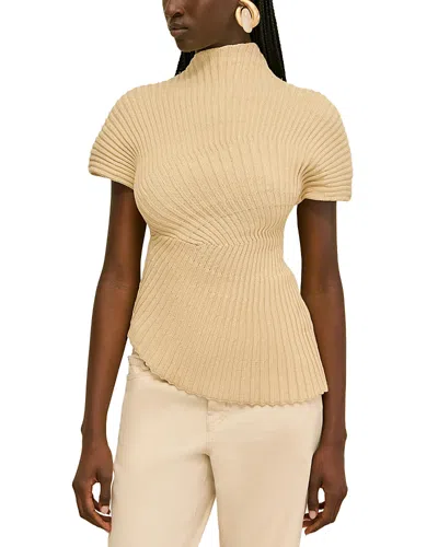 Cult Gaia Annemie Asymmetric Cotton Top In Nude