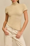 Cult Gaia Annemie Cotton Asymmetric Funnel Neck Knit Top In Neutral