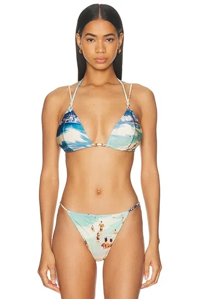 Cult Gaia Anoki Bikini Top Rio Beach Print In Multi