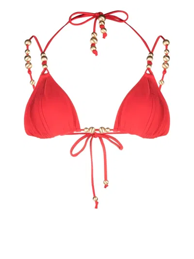 Cult Gaia Anoki Triangle Bikini Top In Red