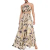 Cult Gaia Aphrodite Womens Silk Blend Halter Maxi Dress In Gray
