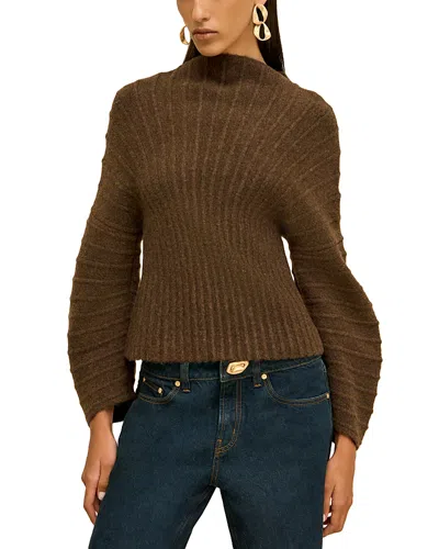 Cult Gaia Araki Mock Neck Sweater Top In Brown