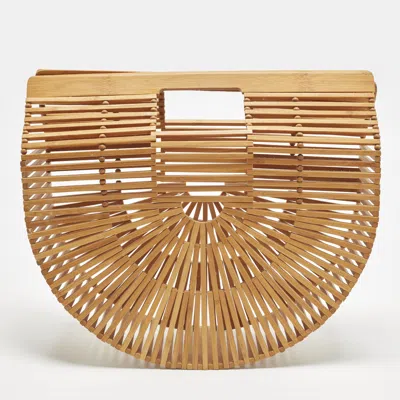 Pre-owned Cult Gaia Ark Large Natural Bamboo Clutch In Brown