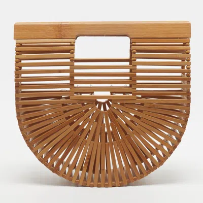 Pre-owned Cult Gaia Ark Mini Tan Bamboo Clutch In Brown
