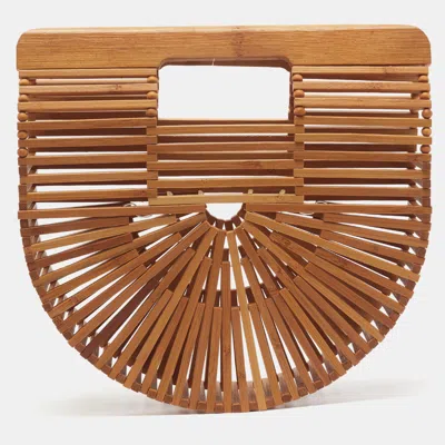 Pre-owned Cult Gaia Ark Mini Tan Bamboo Clutch In Brown