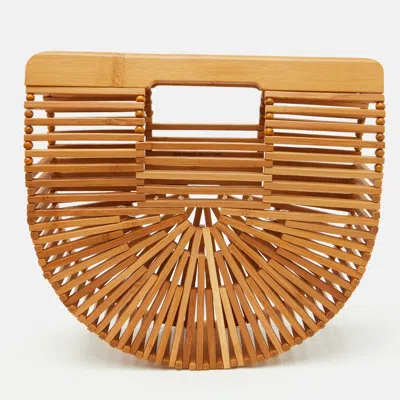 Pre-owned Cult Gaia Ark Mini Tan Bamboo Natural Clutch In Brown
