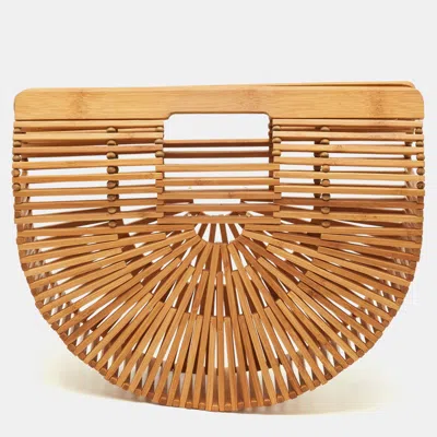 Pre-owned Cult Gaia Ark Small Tan Bamboo Clutch In Brown