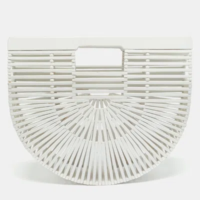 Pre-owned Cult Gaia Ark White Bamboo Clutch In Black