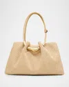Cult Gaia Asa Pleated Woven Satchel Shoulder Bag In Nude