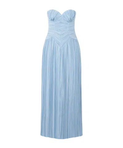 Cult Gaia Ashika Pleated-satin Gown In Blue