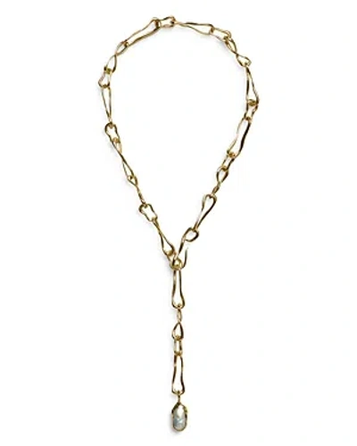 Cult Gaia Astrid Lariat Necklace With Pearlescent Detail In Gold