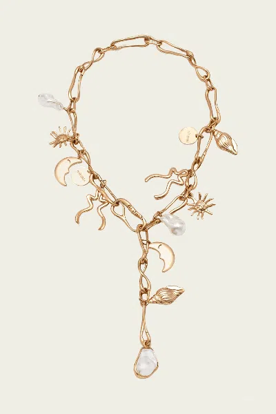 Cult Gaia Astrid Charm Necklace In Brushed Brass
