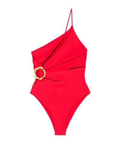 Cult Gaia Asymmetric Swimsuit In Red