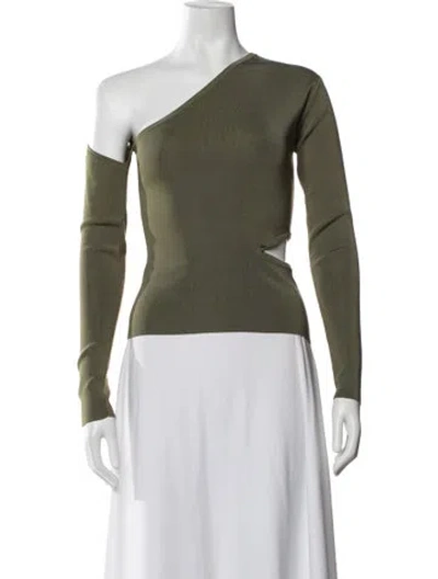 Pre-owned Cult Gaia Asymmetrical Long Sleeve Top In Green