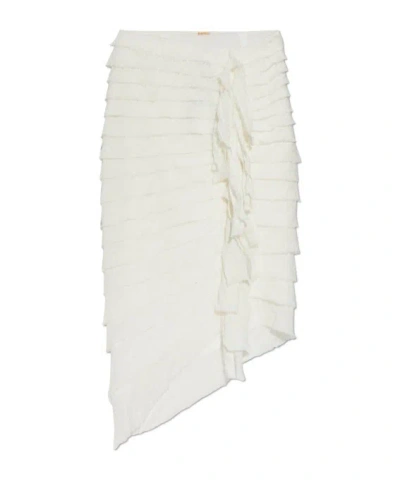 Cult Gaia Asymmetrical Skirt In White
