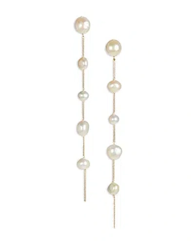 Cult Gaia Atum Cultured Freshwater Pearl Linear Drop Earrings In Cream/gold