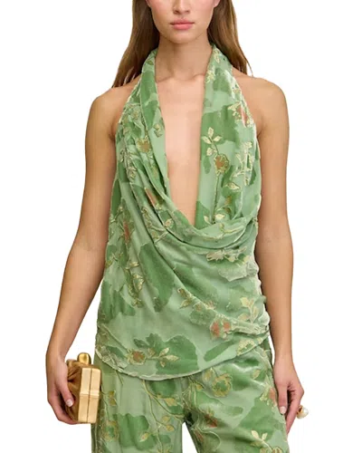 Cult Gaia Augusta Cowlneck Top In Green