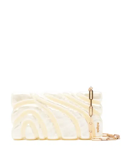 Cult Gaia Aura Embellished Acrylic Clutch In Neutral