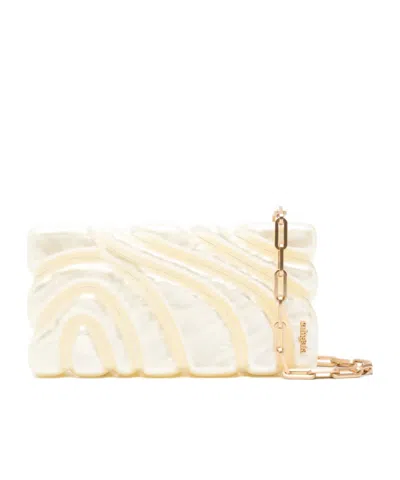 Cult Gaia Aura Logo Lettering Clutch Bag In White