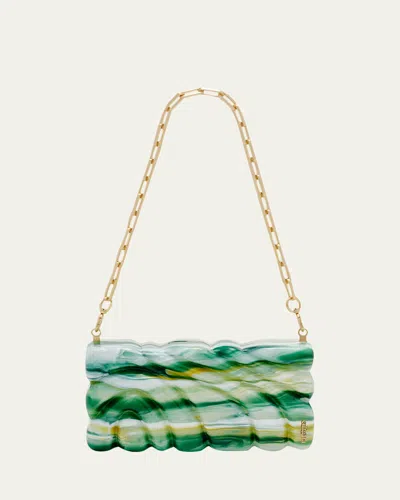 Cult Gaia Aura Marbled Acrylic Clutch In Green