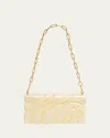 Cult Gaia Aura Sculptural Marbled Acrylic Clutch Bag In Neutral