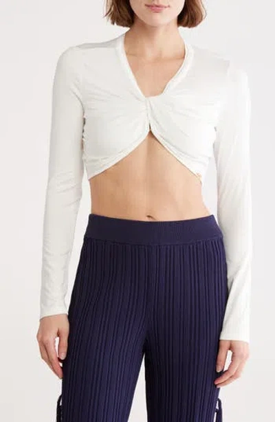 Cult Gaia Avani Gathered Front Long Sleeve Crop Top