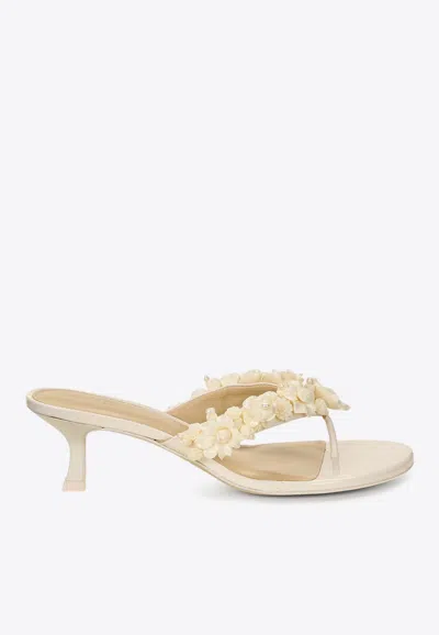 Cult Gaia Avery 55 Floral Thong Sandals In White