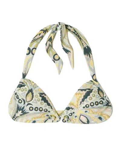 Cult Gaia Avis Printed Halter Bikini Top In Multi